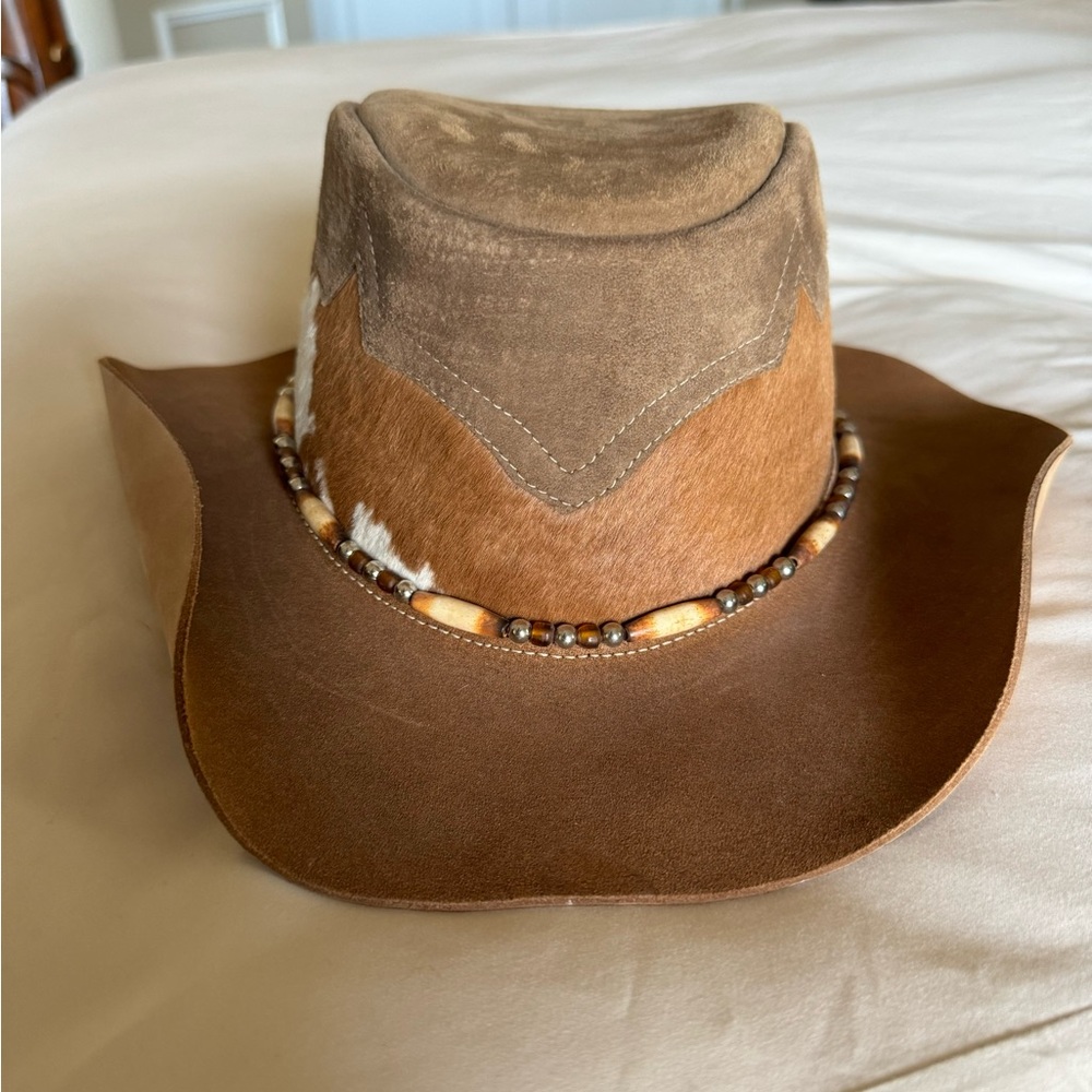 Head n Home suede hat leather trim made in USA Aussie Western Cowboy Size M/L